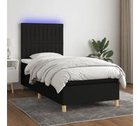 Vidaxl Sommier Tapissier Avec Matelas Et Led Noir 100x200 Cm Tissu Multicolore