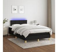vidaXL Sommier tapissier avec matelas et LED Noir 120 x 200 cm Tissu
