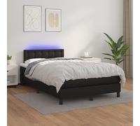 Vidaxl Sommier Tapissier Avec Matelas Et Led Noir 120x200cm Similicuir Multicolore