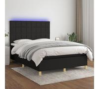 vidaXL Sommier tapissier avec matelas et LED Noir 140x190 cm Tissu