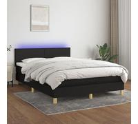 vidaXL Sommier tapissier avec matelas et LED Noir 140x190 cm Tissu
