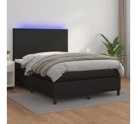vidaXL Sommier tapissier avec matelas et LED Noir 140x190cm Similicuir Multicolore