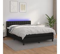 Vidaxl Sommier Tapissier Avec Matelas Et Led Noir 140x190cm Similicuir Multicolore