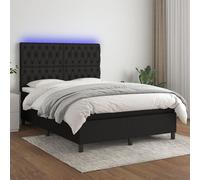 vidaXL Sommier tapissier avec matelas et LED Noir 140x200 cm Tissu