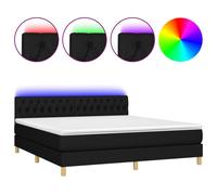 Vidaxl Sommier Tapissier Avec Matelas Et Led Noir 160x200 Cm Tissu Multicolore