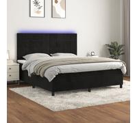 Vidaxl Sommier Tapissier Avec Matelas Et Led Noir 160x200 Cm Velours Multicolore