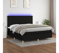 Vidaxl Sommier Tapissier Avec Matelas Et Led Noir 180x200 Cm Tissu Multicolore