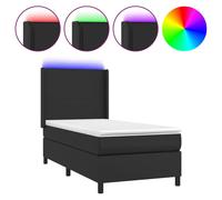 vidaXL Sommier tapissier avec matelas et LED Noir 80x200 cm Similicuir
