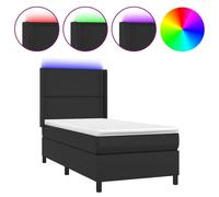 Vidaxl Sommier Tapissier Avec Matelas Et Led Noir 80x200 Cm Similicuir Multicolore