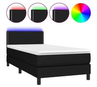vidaXL Sommier tapissier avec matelas et LED Noir 80x200cm Tissu