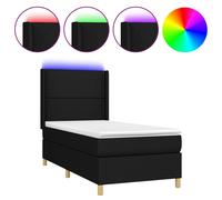 Vidaxl Sommier Tapissier Avec Matelas Et Led Noir 80x200cm Tissu Multicolore