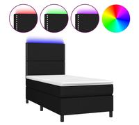Vidaxl Sommier Tapissier Avec Matelas Et Led Noir 90x190 Cm Tissu Multicolore