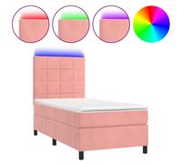 Vidaxl Sommier Tapissier Avec Matelas Et Led Rose 80x200 Cm Velours Multicolore