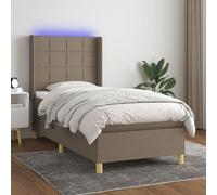 vidaXL Sommier tapissier avec matelas et LED Taupe 100x200 cm Tissu