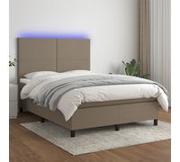 vidaXL Sommier tapissier avec matelas et LED Taupe 140x190 cm Tissu Multicolore