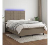 Vidaxl Sommier Tapissier Avec Matelas Et Led Taupe 140x190 Cm Tissu Multicolore