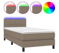 Vidaxl Sommier Tapissier Avec Matelas Et Led Taupe 80x200cm Tissu Multicolore