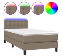 Sommier à Lattes de Lit avec Matelas et LED, Lit Rembourré, Lit Simple, Lit Adulte de Chambre à Coucher Intérieur, Moderne, Taupe 80x200 cm Tissu