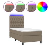 Vidaxl Sommier Tapissier Avec Matelas Et Led Taupe 80x200cm Tissu Multicolore