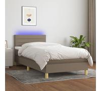 vidaXL Sommier tapissier avec matelas et LED Taupe 90x190 cm Tissu