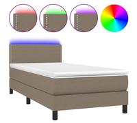 Vidaxl Sommier Tapissier Avec Matelas Et Led Taupe 90x200 Cm Tissu Multicolore