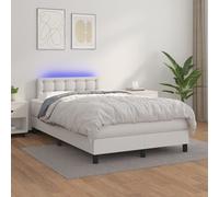 Vidaxl Sommier Tapissier Et Matelas Et Led Blanc 120x200 Cm Similicuir Multicolore