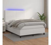 Vidaxl Sommier Tapissier Et Matelas Et Led Blanc 140x190 Cm Similicuir Multicolore