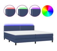 vidaXL Sommier tapissier et matelas et LED Bleu 200x200 cm Tissu