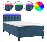 vidaXL Sommier tapissier et matelas et LED Bleu foncé 80x200cm Velours