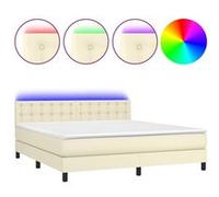 vidaXL Sommier tapissier et matelas et LED Crème 180x200 cm Similicuir Multicolore
