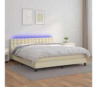 vidaXL Sommier tapissier et matelas et LED Crème 180x200 cm Similicuir Multicolore