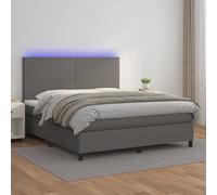 Vidaxl Sommier Tapissier Et Matelas Et Led Gris 160x200 Cm Similicuir Multicolore