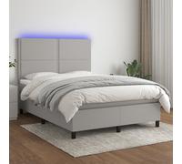 vidaXL Sommier tapissier et matelas et LED Gris clair 140x190 cm Tissu