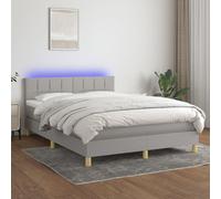 vidaXL Sommier à Lattes de Lit avec Matelas et LED, Lit Rembourré, Lit Double, Lit Adulte de Chambre à Coucher Intérieur, Moderne, Gris Clair 140x200 cm Gris clair