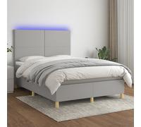 Boxspring met matras en LED stof lichtgrijs 140x200 cm3135277