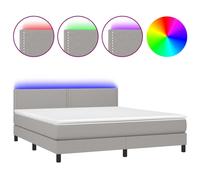 Vidaxl Sommier Tapissier Et Matelas Et Led Gris Clair 180x200 Cm Tissu Multicolore