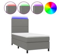 vidaXL Sommier tapissier et matelas et LED Gris foncé 140x190 cm Tissu