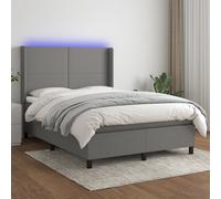 Vidaxl Sommier Tapissier Et Matelas Et Led Gris Foncé 140x190 Cm Tissu Multicolore
