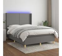 Boxspring met matras en LED stof donkergrijs 140x190 cm3138710