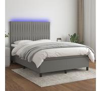 Vidaxl Sommier Tapissier Et Matelas Et Led Gris Foncé 140x190 Cm Tissu Multicolore