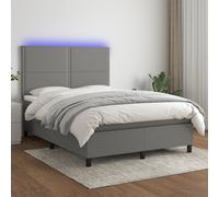 Boxspring met matras en LED stof donkergrijs 140x200 cm3134798