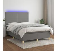 vidaXL Sommier à Lattes de Lit avec Matelas et LED, Lit Rembourré, Lit Double, Lit Adulte de Chambre à Coucher Intérieur, Moderne, Gris Foncé 140x200 cm Gris