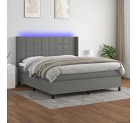 Sommier à Lattes de Lit Matelas LED Rembourré Gris Foncé 180x200 cm Tissu vidaXL