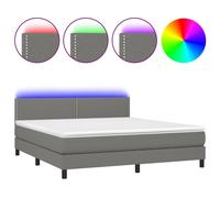 Vidaxl Sommier Tapissier Et Matelas Et Led Gris Foncé 180x200 Cm Tissu Multicolore