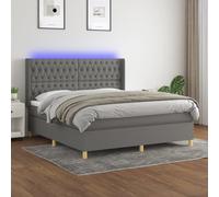vidaXL Sommier à lattes de lit matelas LED Gris foncé 180x200 cm Tissu Gris