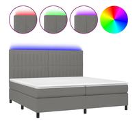 Vidaxl Sommier Tapissier Et Matelas Et Led Gris Foncé 200x200 Cm Tissu Multicolore