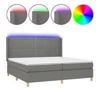 Sommier à Lattes de Lit Matelas LED Rembourré Gris Foncé 200x200 cm Tissu vidaXL