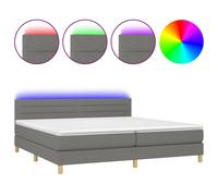 Boxspring met matras en LED stof donkergrijs 200x200 cm3133822