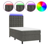 vidaXL Sommier tapissier et matelas et LED Gris foncé 90x190cm Velours