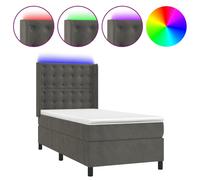 Vidaxl Sommier Tapissier Et Matelas Et Led Gris Foncé 90x190cm Velours Multicolore
